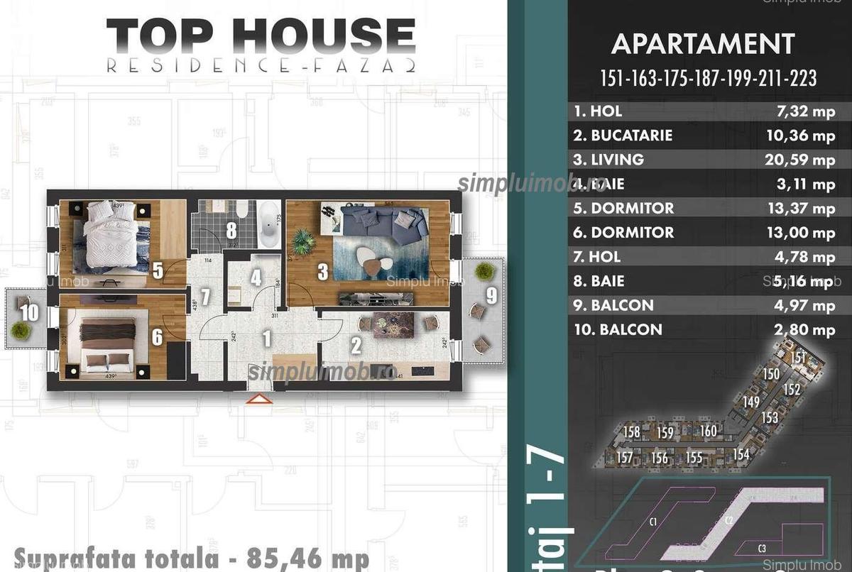 Interior view of Apartament 3 bedroom in metalurgiei