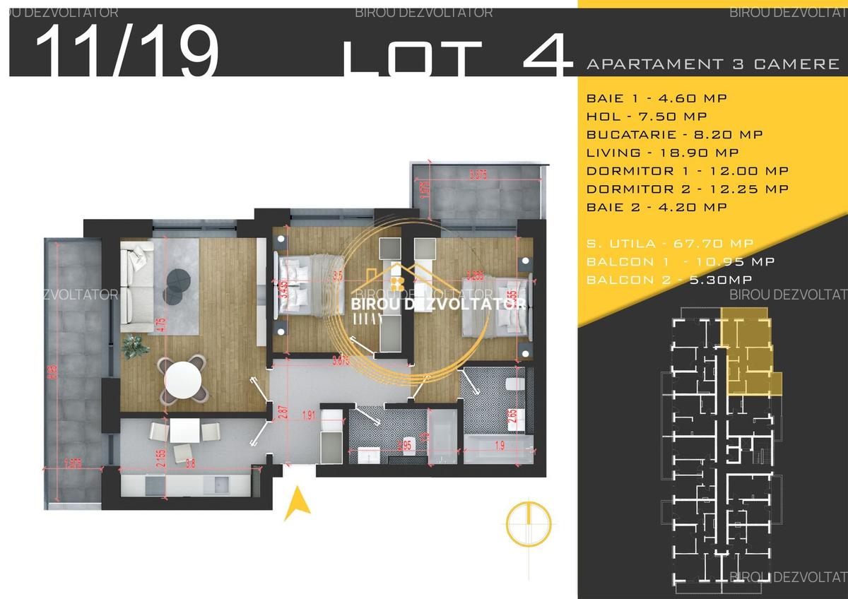 Room view of Apartament 3 bedroom in theodor pallady