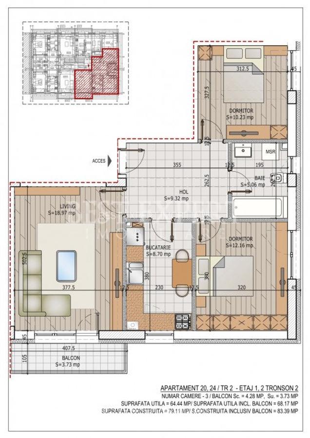 Main view of Apartament 3 bedroom in theodor pallady