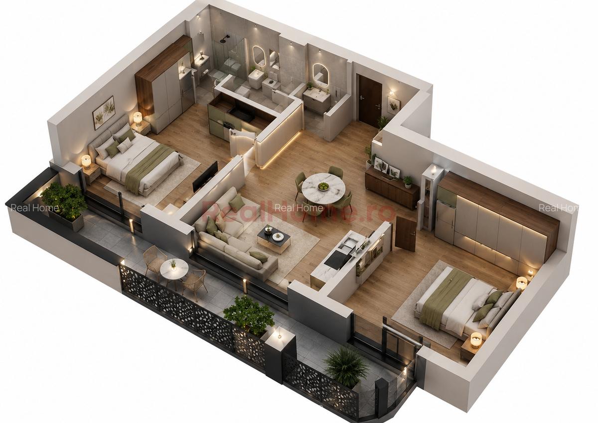 Interior view of Apartament 2 bedroom in theodor pallady