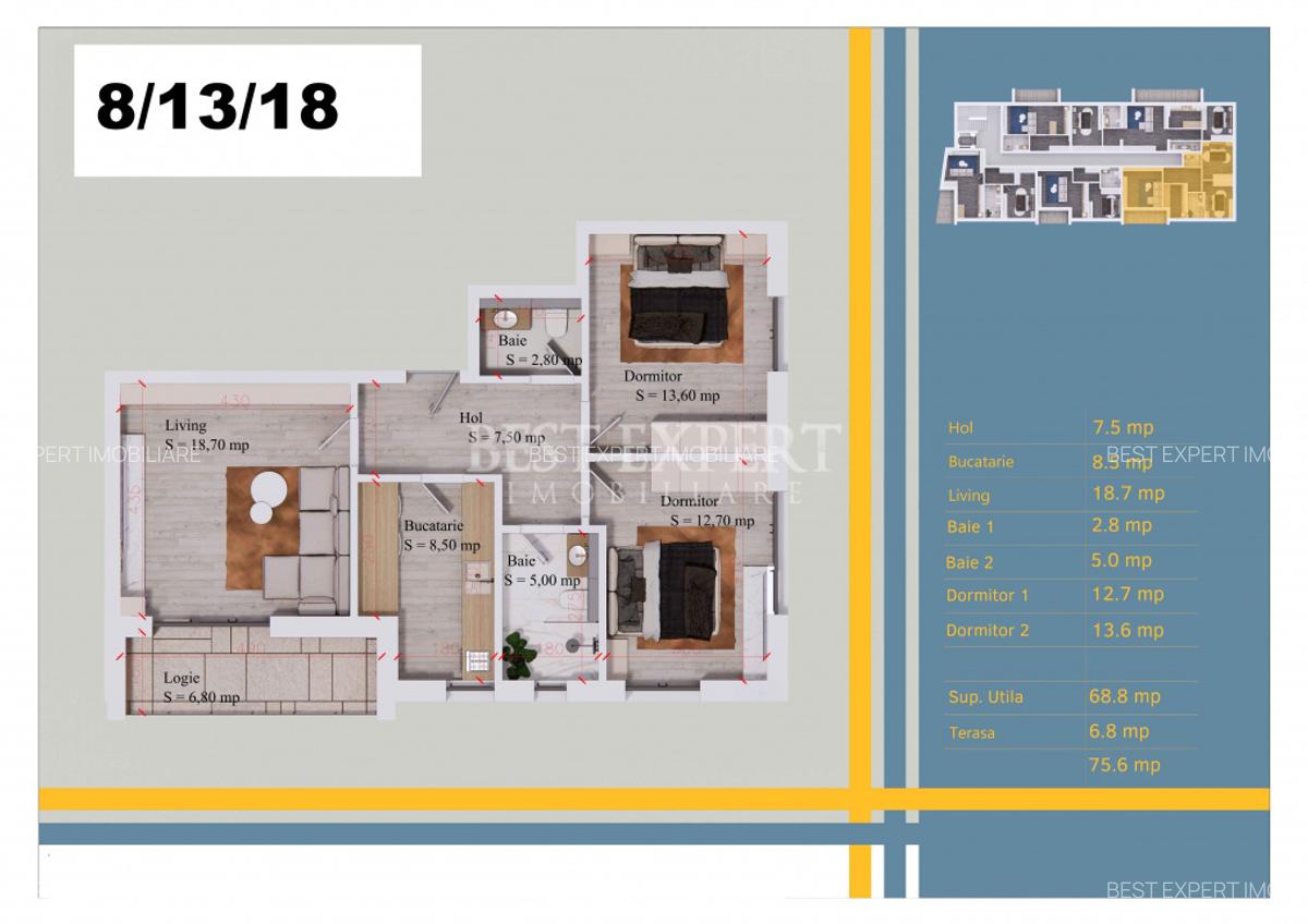Living area of Apartament 3 bedroom in theodor pallady