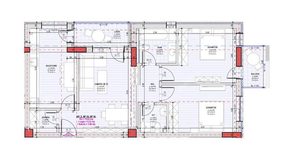 Apartament la cheie cu 3 camere 2 bai 2 balcoane etaj 1 in Selimbar