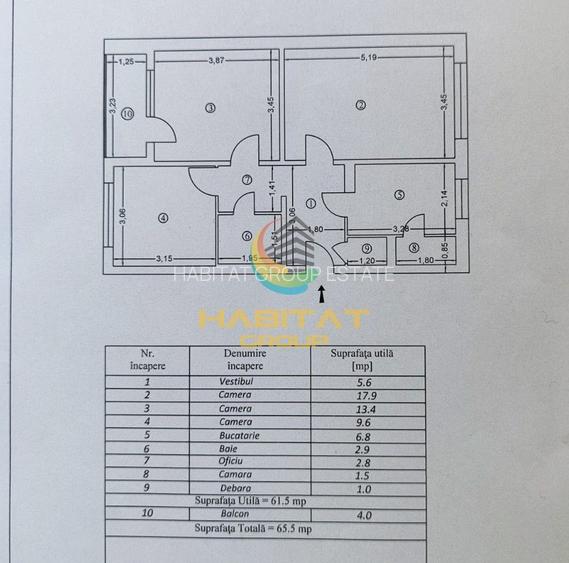 Vanzare Apartament Decomandat 3 Camere 65.50mp - 1