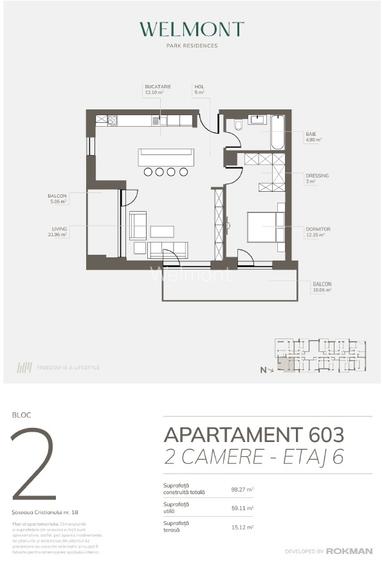 Dezvoltator, Apartament doua camere open space , Welmont/Rokman - 6