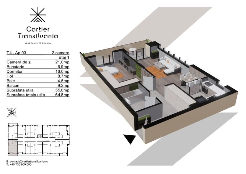 TRANSILVANIA RESIDENCE- CARTIER TRANSILVANIA, APARTAMENT 2 CAMERE