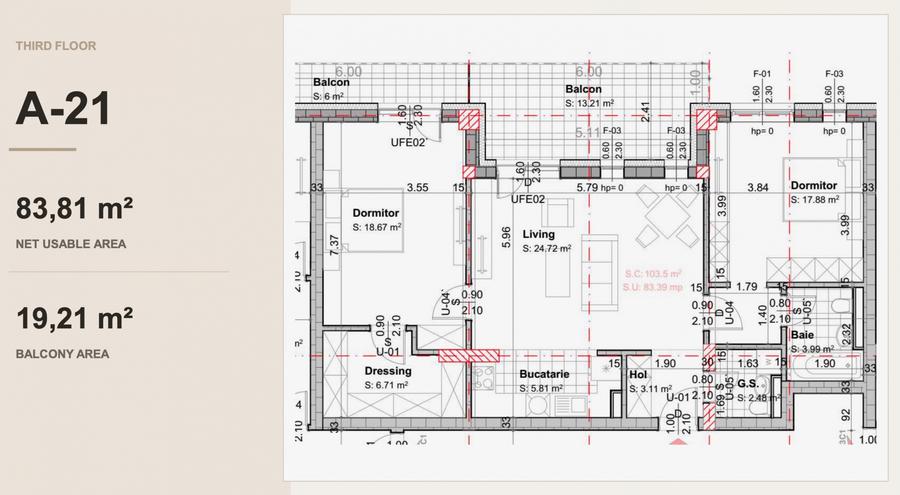 Apartamente 3 camere, terase 18 mp, dressing, bloc boutique, OMV Pipera - A0