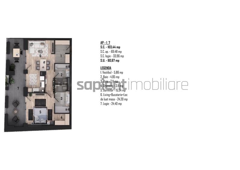 De vânzare apartament 2 camere, ultracentral, semifinisat