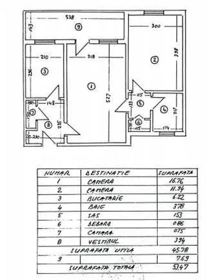 Apartament 2 camere, etaj 7/9, balcon, parcare ADP, bloc reabilitat, Obregia