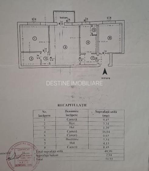 Apartament TĂTĂRAȘI SUD | 3 camere, semidecomandat, 52 mp total