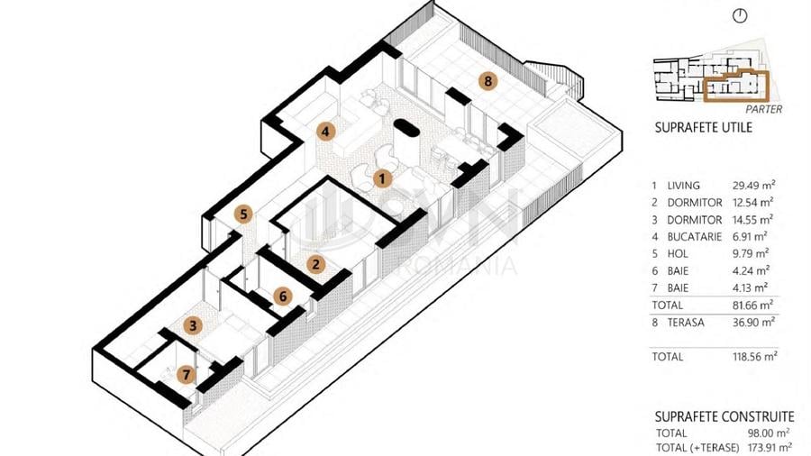 REA1018703 Apartmament modern 3 camere cu gradina proprie I Zona Unirii