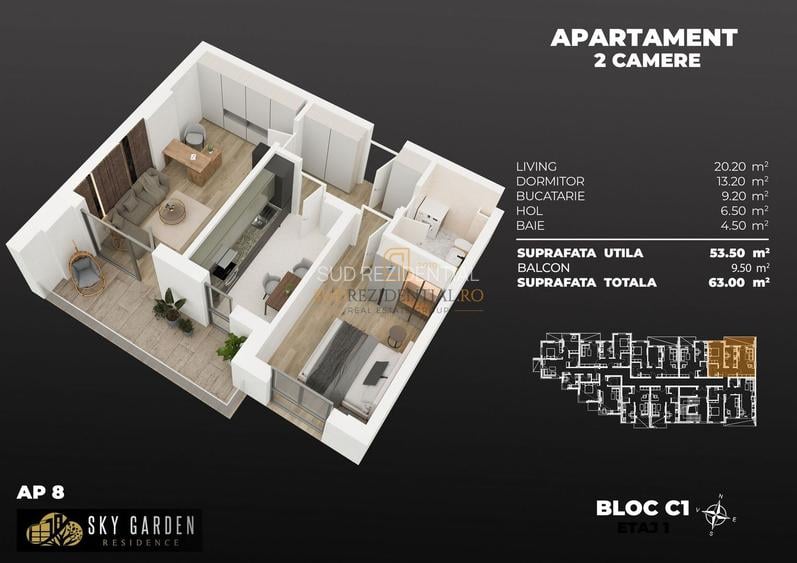 Apartament 2 camere, spatios, acces metrou - Popesti-Leordeni - 1