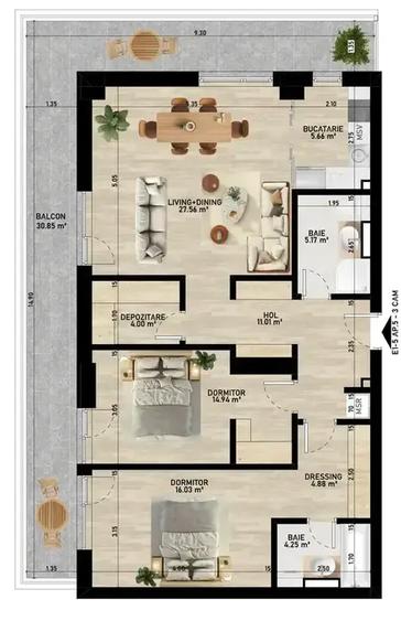 Apartament 3 Camere LUX Pipera Plaza BlocNou Terasa Direct Dezvoltator