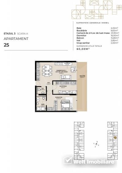Apartament 2 camere, zona Garii, imobil de lux cu Mall la primele etaje !