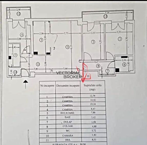 4 camere decomandat, renovat, an 1979 Pasaj Bucur Obor