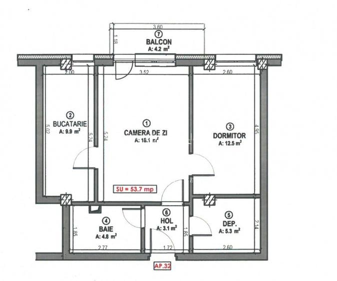 Ap 2 camere 55 mp, parcare la cerere, semifinisat, TVA inclus, zona Terra! - 7