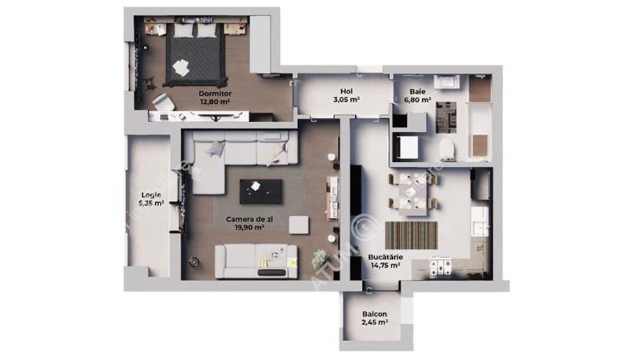 Apartament intabulat cu 2 camere si 2 balcoane pe Calea Surii Mici