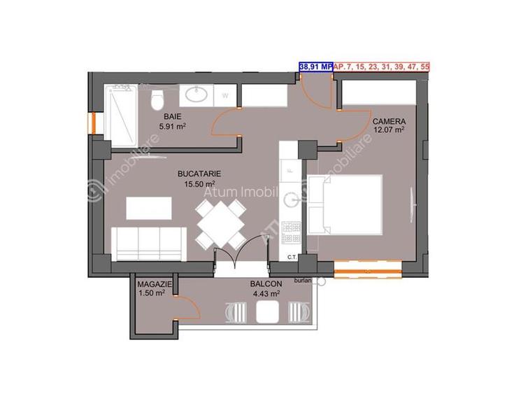Apartament cu 2 camere etaj 1 parcare subterana in Selimbar - 4
