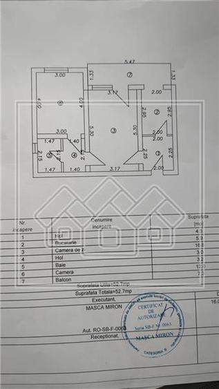 Ap semidecomandat, 2 camere, balcon inchis, 53 mp + 7 mp - M.Viteazu