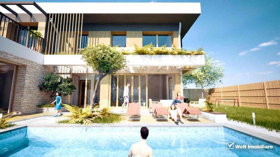 Vila cu piscina construita dupa norme nZEB si teren generos