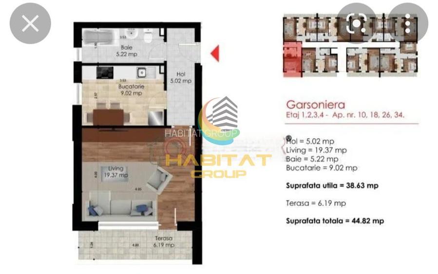 Garsoniera str Biruintei Penny Market 45mp mobilata libera - 6
