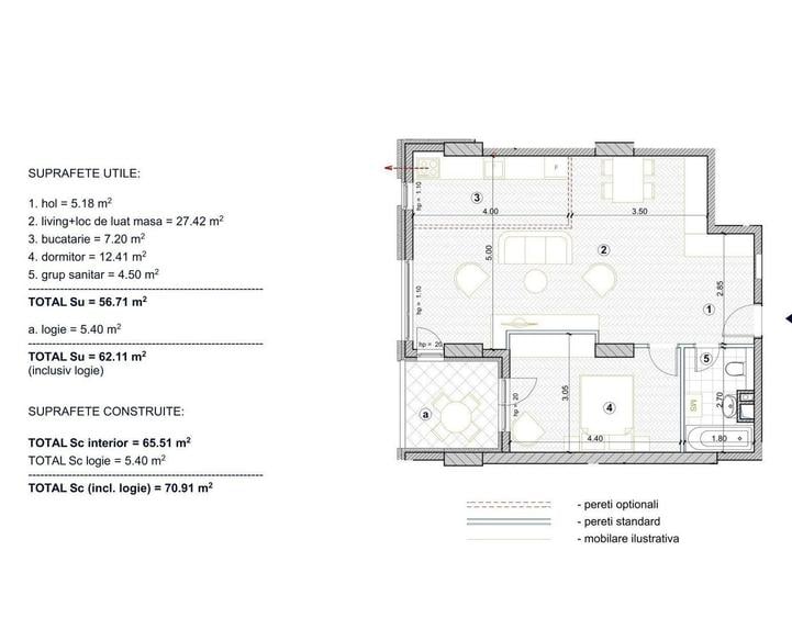 De vanzare, apartament cu 2 camere,