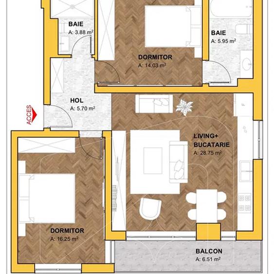 Apartament nou 3 Camere | 75 mp utili | Etaj 2 | Calea Torontalului