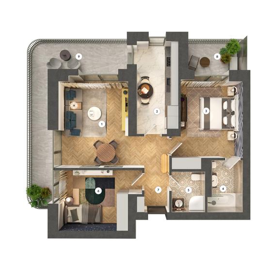 Apartament cu 3 camere - Tip 3I