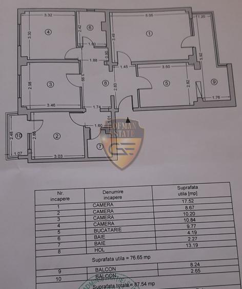 4 Camere 87.54mp / Decomandat / Zona Dacia / Confort 0, gaze, Aer Conditionat
