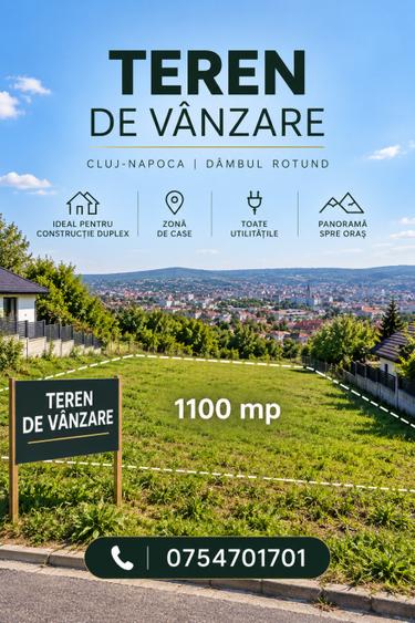 Teren intravilan de vânzare – 1100 mp – Dâmbul Rotund