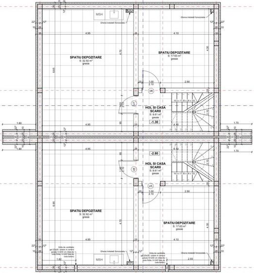 Duplex pe 3 niveluri, 4 camere, predare semifinisat, 183 mp, 300 teren, Chinteni