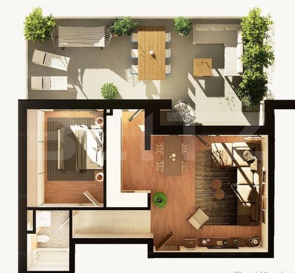 Apartament 2 camere, 54 mp, terasa 44 mp, constructie noua, zona Dunarii