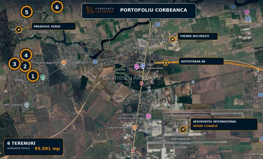 Portofoliu 6 terenuri intravilane în Corbeanca – 8.750–26.596 mp, de la 33 euro/ - 2