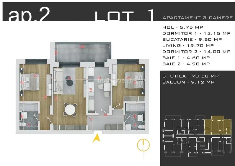DEZVOLTATOR | Apartament 3 Camere decomandat si parcare la pret redus - 2