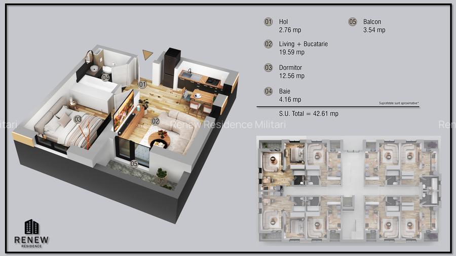 Apartament 2 camere Militari Renew Residence - 1