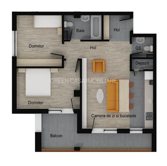 Apartament 3 camere, finisat, 64mp + balcon 12mp, zona Muzeul Apei - 4
