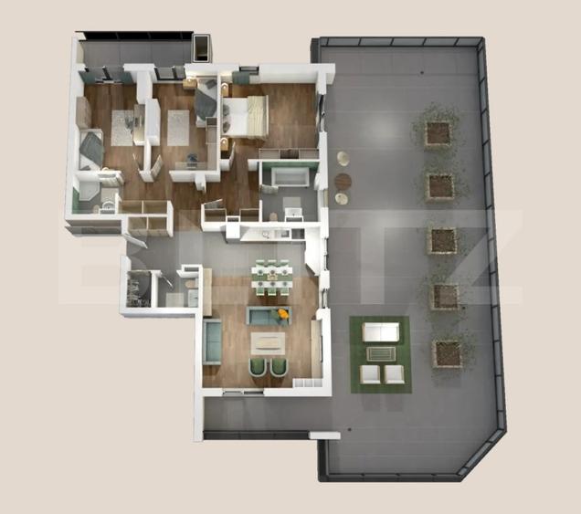 Penthouse 4 camere, 118mp, 152mp terasa, zona Vivo