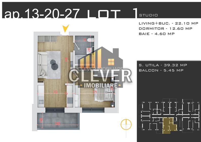 2 camere tip Studio, Promotie Parcare, Comision 0%, zona Pallady - 1