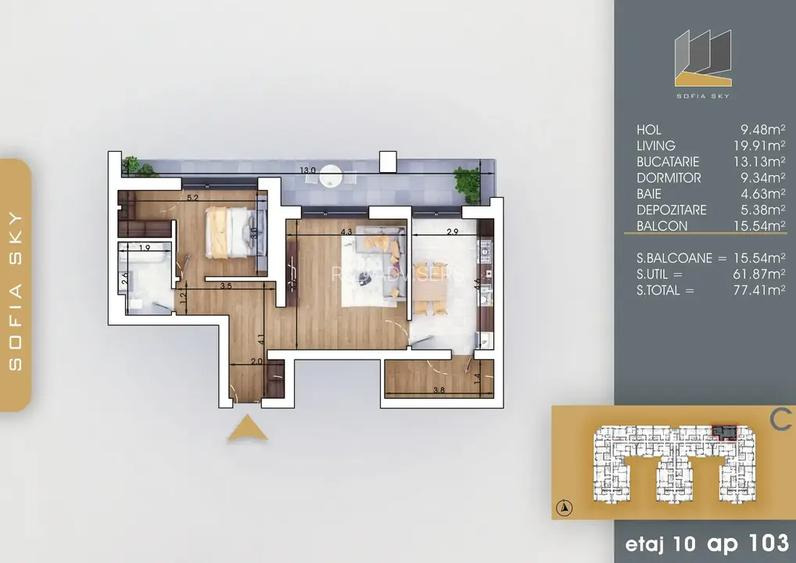 2 camere luminos – modern și bine amplasat 8 min M - 13