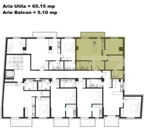 Apartament cu 3 camere, 2 bai, 65 mp, bloc nou, zona Iulius Mall - 3