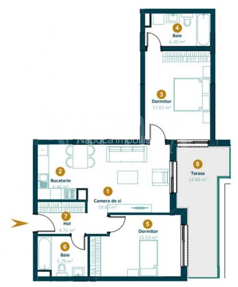 Apartament 3 camere de vanzare in Intre Lacuri, Cluj Napoca - 9