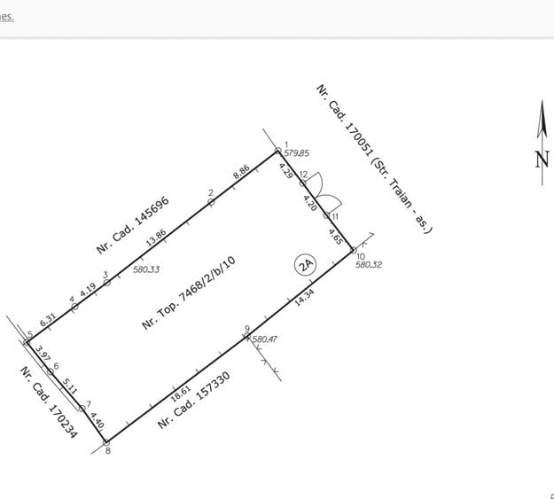Teren str. Traian nr. 24 A, suprafata 441 mp, front 13 ml, pretabil P+2E. - 2