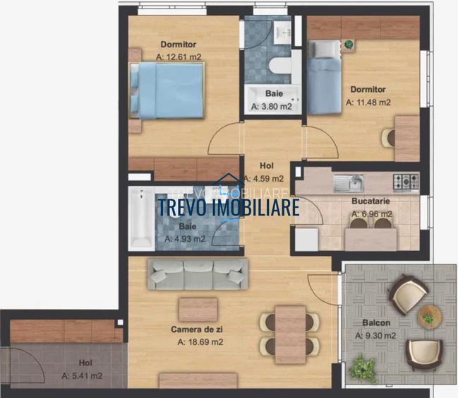 Apartament cu 3 camere,decomandat, parcare, 68 mp, zona Grand Hotel Italia. - 5