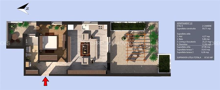 Penthouse, Proprietar, incalzire pardoseala, 2023, terase 40 mp, zona case - 3