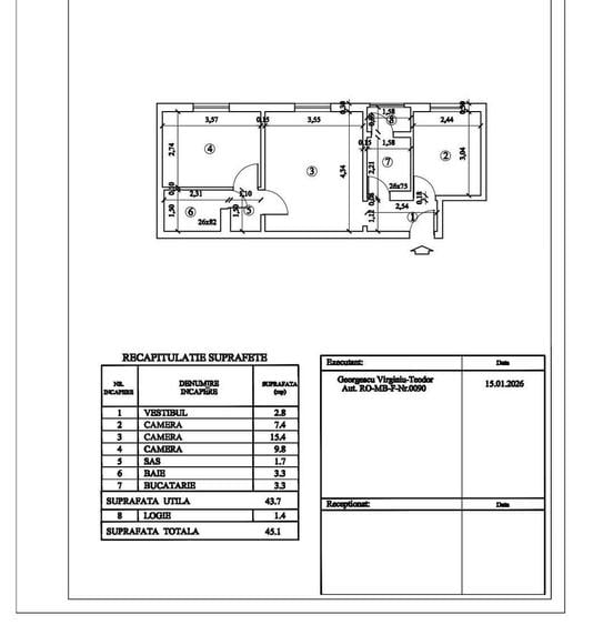 Apartament spatios cu trei camere, Brancoveanu, 78.000€ - 15