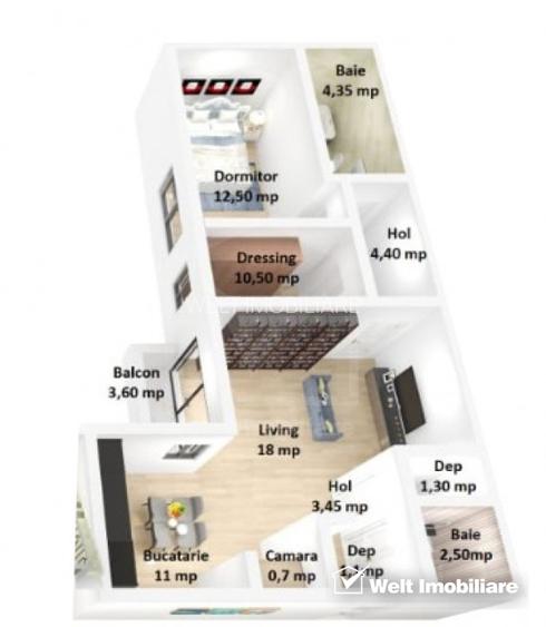 Apartament 3 camere, cu CF, parcare, zona Someseni, strada Traian Vuia - 2