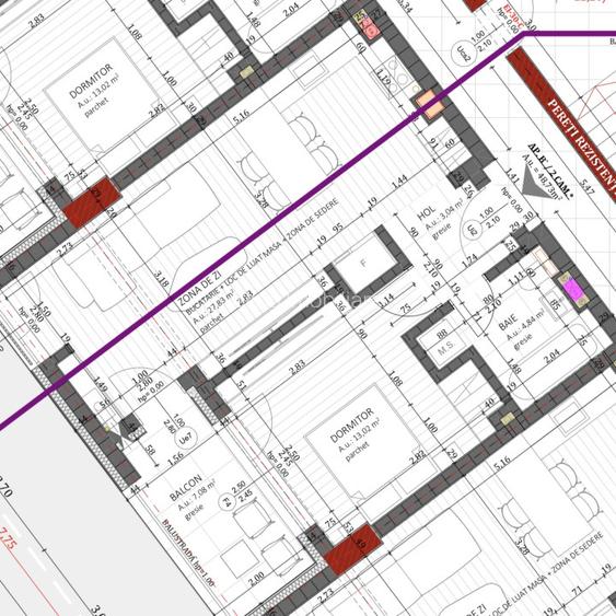 Apartament de 2 camere, 48.73 mp, Finisat, Parcare, Zona Metro - 7