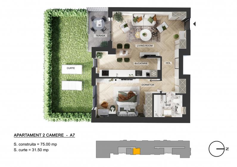 Direct Dezvoltator Apartament 2 Camere 75 mp Curte 31 mp My Place Pipera - 2