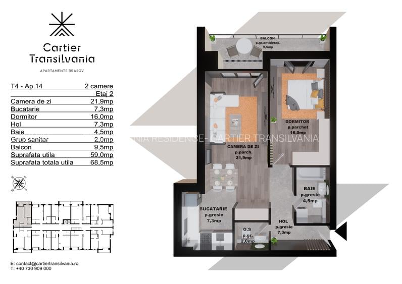 TRANSILVANIA RESIDENCE APARTAMENT 2 CAMERE FATADA VENTILATA - 14