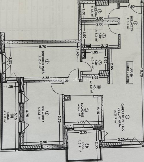 Apartament 3 camere , semidecomandat, semifinisat,  80 mp, zona Avram Iancu - 10