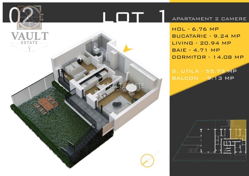 2 CAMERE -GRADINA PRIVATA 63MP -COMPLEX REZIDENTIAL NOU -PALLADY - 1
